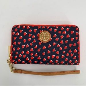 Tory Burch Kerrington Wallet wristlet heart Valentines Amore red navynew